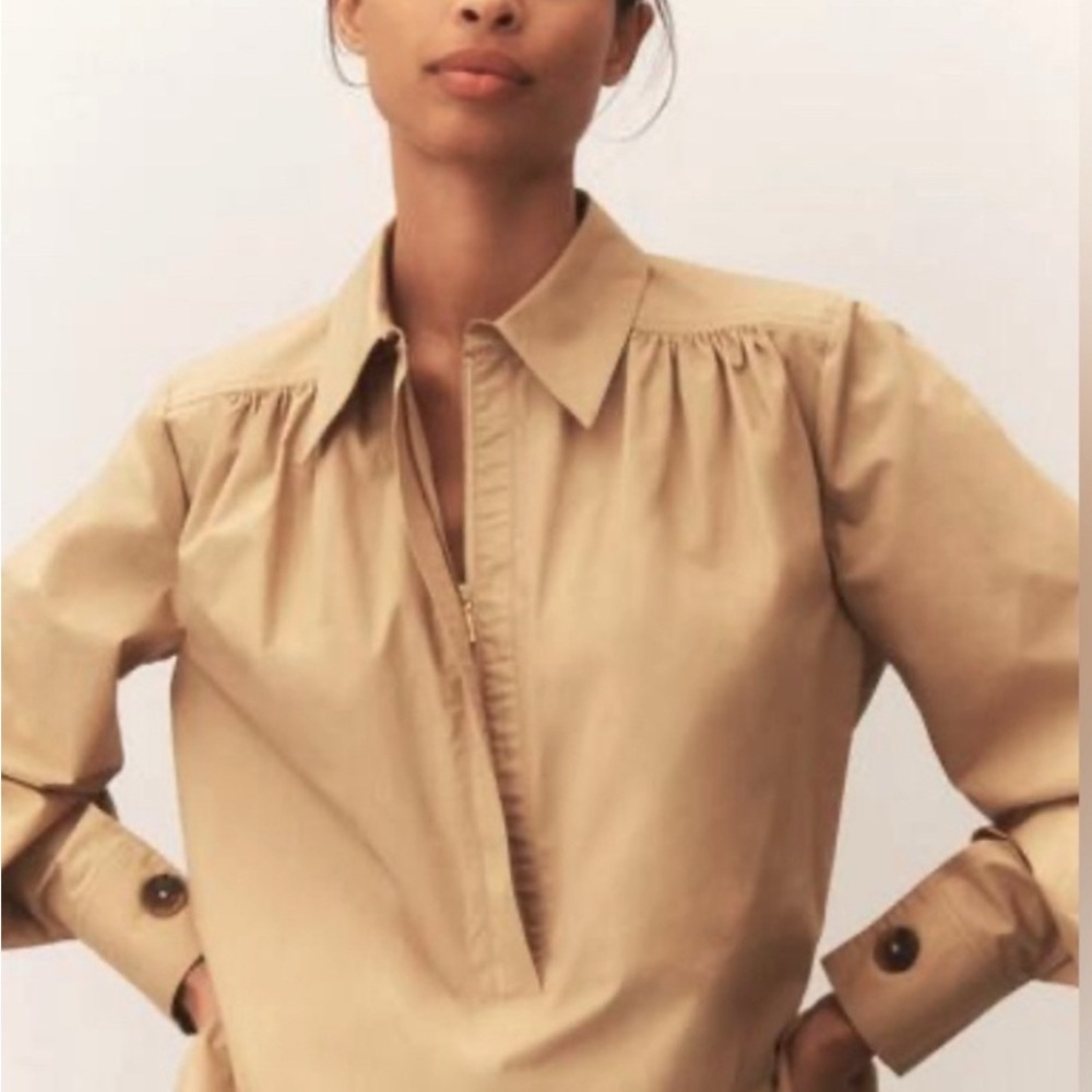 Anthropologie X Mare Mare zip front top blouse.